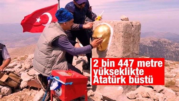Akdağ'ın zirvesine Atatürk büstü