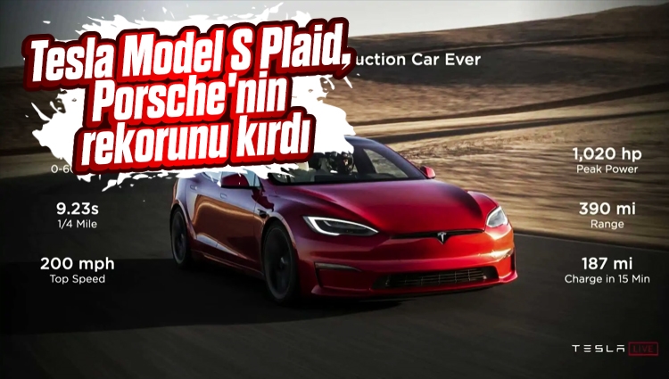 Tesla Model S Plaid, Porsche'nin hız rekorunu kırdı