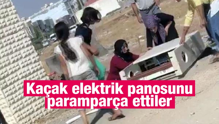 Mardin'de kadın ve çocuklar kaçak elektrik panolarını parçaladı