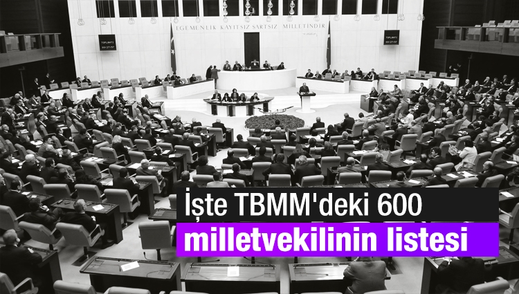 İşte TBMM'deki 600 milletvekilinin listesi