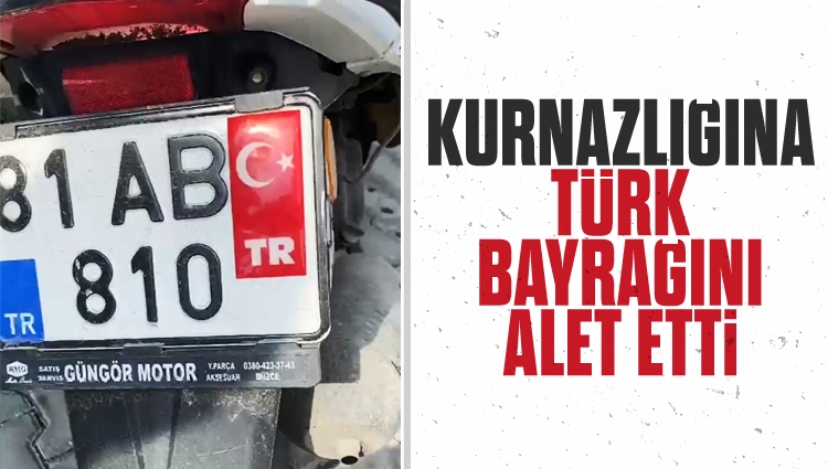 Düzce'de cezadan kaçmak için plakasını Türk bayrağıyla kapattı