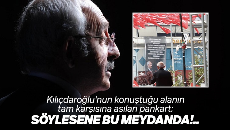 Kılıçdaroğlu'nun konuştuğu alanın tam karşısına Demirtaş pankartı asıldı