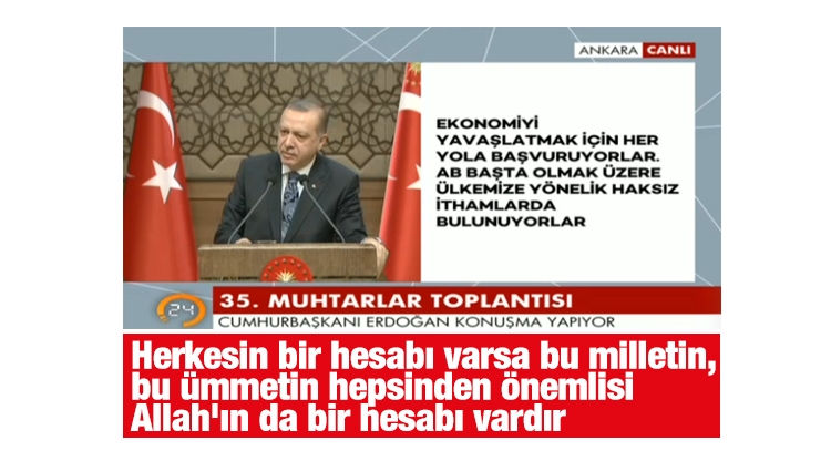 Cumhurbaşkanı Erdoğan, Külliye'de muhtarlara hitap ediyor