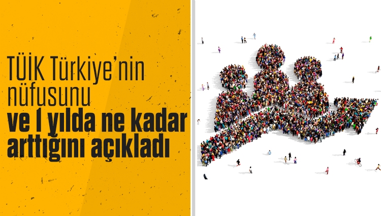 TÜİK, Türkiye nüfusunun bir önceki yıla göre 1 milyon 65 bin 911 kişi artarak 84 milyon 680 bin 273 kişi olduğunu duyurdu