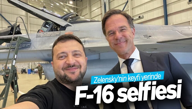 Vladimir Zelensky'den Hollanda'da Mark Rutte ile F-16 selfiesi