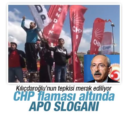  CHP flamasının altında Biji Serok Apo sloganları