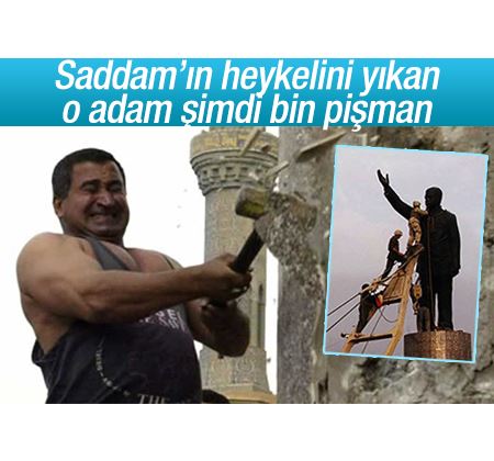 Saddam'ın heykelini yıkan Iraklı pişman
